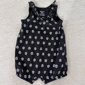 Carter's Charcoal and White Floral Baby Romper